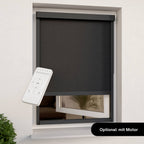 Exterior roller blind for windows | Grey privacy screen | Adjustable width | Drill-free installation
